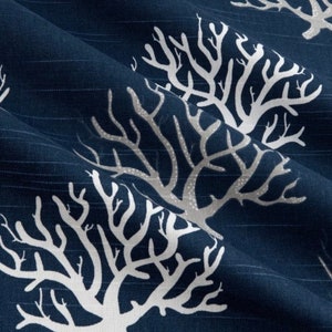 Isadella Coral Navy Blue, White, Gray Decorative Throw Pillow Cover