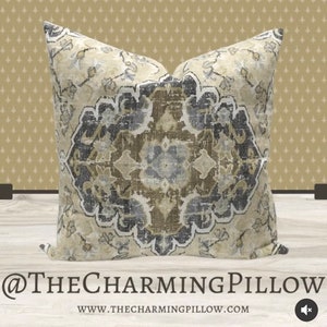 Covington Sabra Ebony, Spa Blue Decorative Throw Pillow Covers