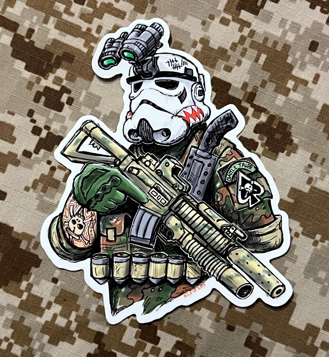 White Border Battle Tribe Trooper Sticker 5H - Etsy Australia