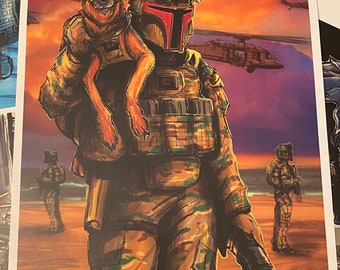 Battle tribe “Boba Fetch”11x17 signed art print 1A