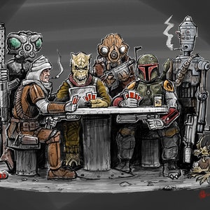 Bounty Hunters Playing Cards   30x40 art canvas