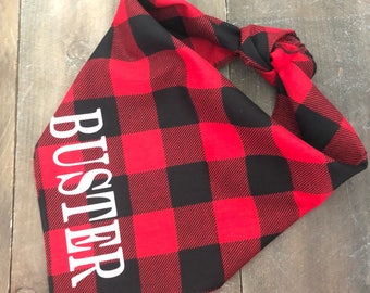 Personalized Dog Bandana. Custom Dog Bandana. Buffalo Plaid Dog Bandana. Boy Dog Bandana. Cute Dog Clothing. Custom Dog. Personalized Dog