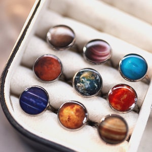 Planet ring / solar system / planet cabochon / mercury ring / venus ring / earth / jupiter / uranus / neptune / space / adjustable size