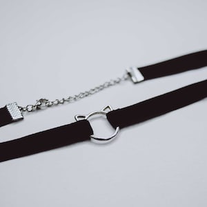 Cat choker / black velvet o ring necklace / cute kitten choker / black velvet necklace / pastel goth choker / kawaii choker / o ring collar