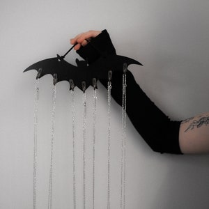 Bat jewelry holder / halloween decor / gothic home decor / wall jewelry organizer / key holder for wall / bat wall hanging/ goth / vampire