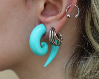 Türkis Ohrringe / Spiral-Ohrringe / 4 mm - 20 mm Durchmesser / 3/8 &#39;&#39; 1/2 9/16 4g 2g 0g 00g Gauge