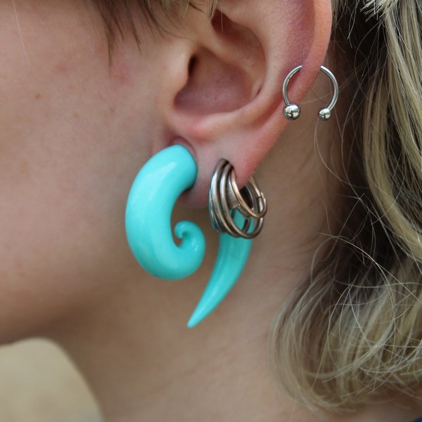 Turquoise ear gauges / spiral gauge earrings / ear tapers / ear plugs / 4mm - 20mm gauges / 3/8'' 1/2" 9/16" 4g 2g 0g 00g gauge