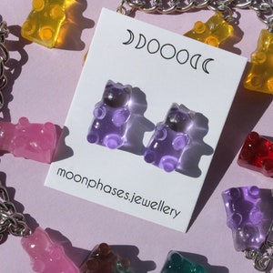 Gummy bear stud earrings / candy jewelry / gummy bears / jelly bears / 925 silver studs / kawaii jewelry / pastel / candy earrings