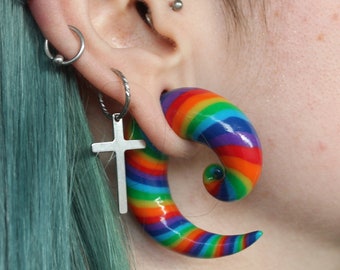 Rainbow gauges / spiral ear gauges / gauge earrings / spiral ear plugs / 3mm - 25mm gauges / 8g 6g 4g 2g 0g 00g gauge / spiral ear tapers