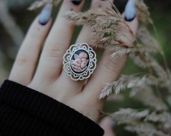 Anillo con camafeo de ángel / camafeo de querubín / cupido / ángel bebé / anillo ajustable / anillo con camafeo antiguo / de inspiración rococó / angelcore / anillo gótico