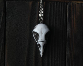 Raven skull necklace / bird skull pendant / crow skull / gothic jewelry / goth necklace / faux skull necklace/ halloween necklace