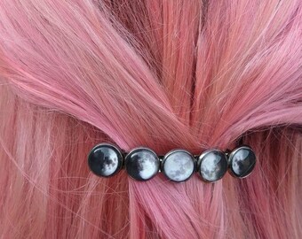 Pastel Hair Accessories Moon Phases Moon Hair Clip Watercolor Moon Phases Hair Barrette Pastel Hair