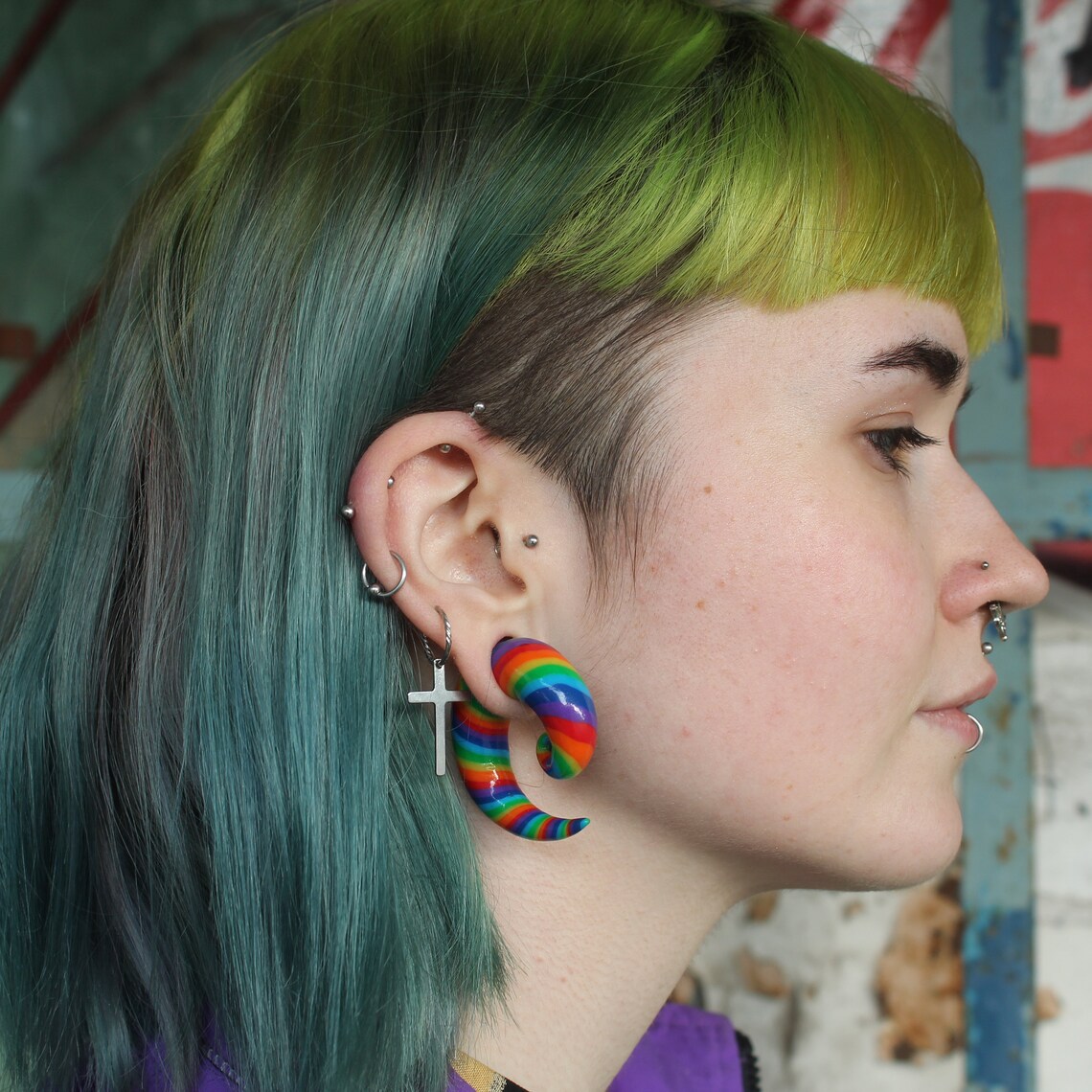 Rainbow Gauges / Spiral Ear Gauges / Gauge Earrings / Spiral Etsy