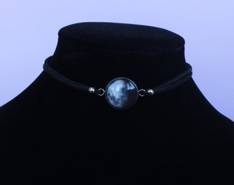 Moon phase choker / faux suede moon necklace / lunar / half moon / full moon / crescent moon choker / gothic necklace / goth / witch jewelry