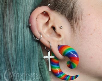 Spiral-Ohrmesser / Spiral-Ohrstecker / Spiral-Ohrstecker / Meterware 3 mm - 20 mm / 8g 6g 4g 2g 0g 00g Gauge / Spirale für Ohrlöcher