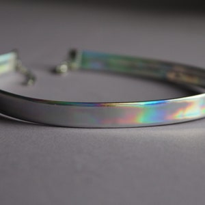 Holographic choker / iridescent choker / holographic choker collar women / vegan pu leather / pastel goth / rave outfit / rainbow choker image 8