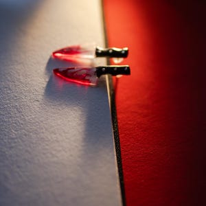Bloody knife earrings / vampire jewelry / goth earrings / weird earrings / horror jewelry / oddities / macabre / sterling silver earrings