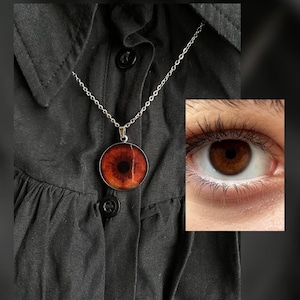 Pupil necklace / human eye pendant / green blue brown grey eyes / custom eye necklace / valentines day personalized gift / customizable gift