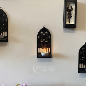 Gothic cathedral window wall shelf / goth home decor / wall sconce / catholic cathedral aesthetic / gothic furniture / crystal display shelf