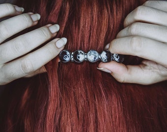 Moon phases barrette / moon phase hair clip / celestial hair pin / full moon / crescent / gibbous moon / witch jewelry / gothic hair clip