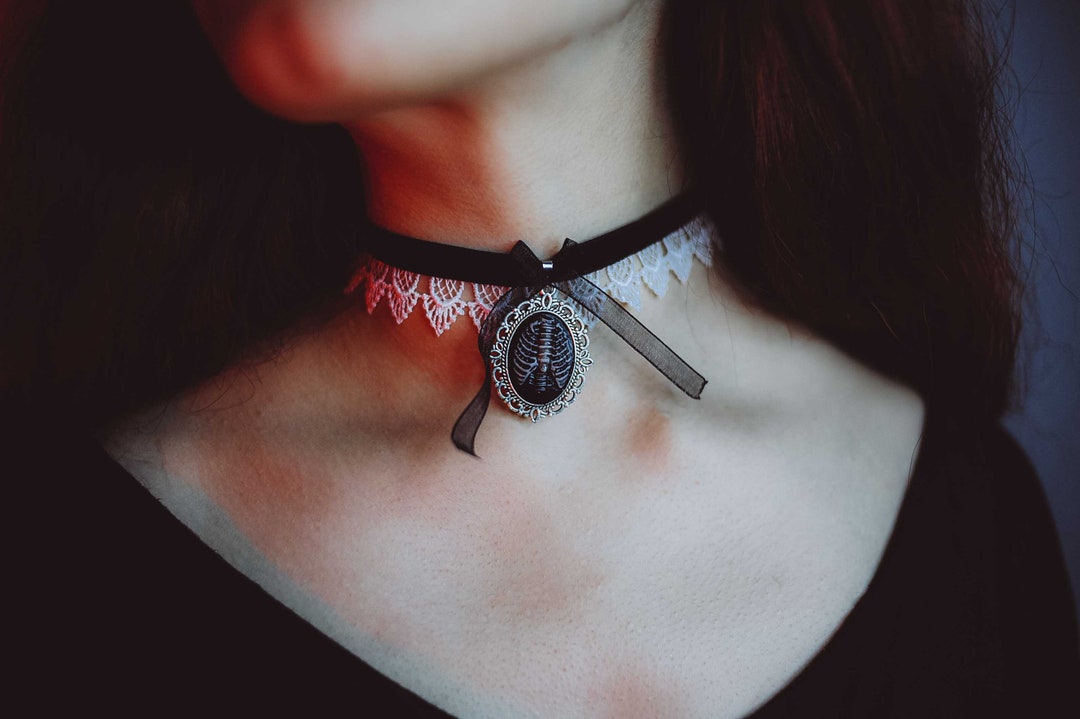 Rib Cage Choker / Skeleton Cameo Necklace / Vampire Gothic / Victorian ...