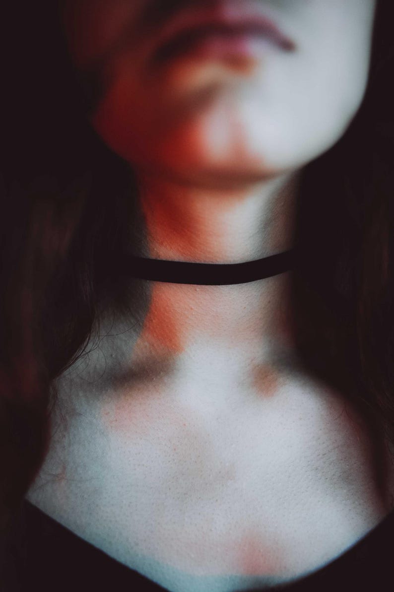 Elastic velvet choker / thin black velvet choker / stretchy choker / goth collar / gothic choker / punk collar / goth necklace / nu goth image 5