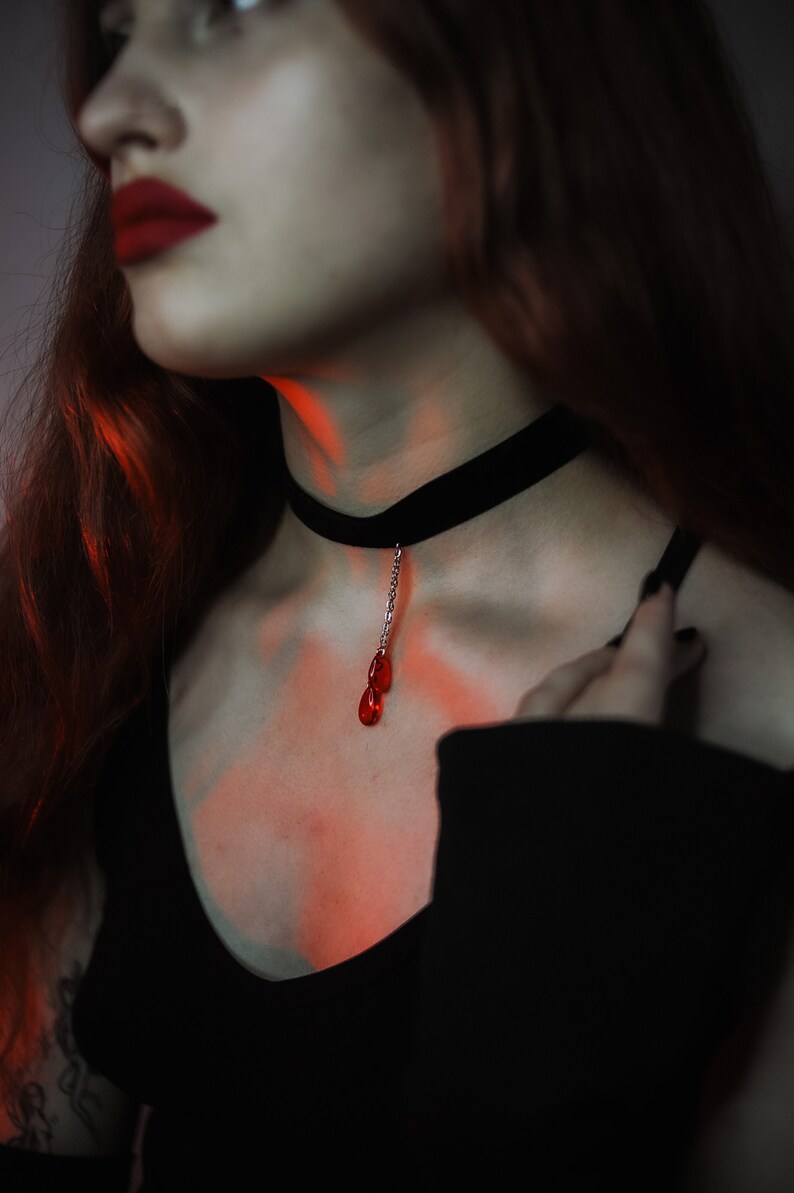 Vampire Bite Necklace / Black Velvet Choker / Halloween Necklace ...