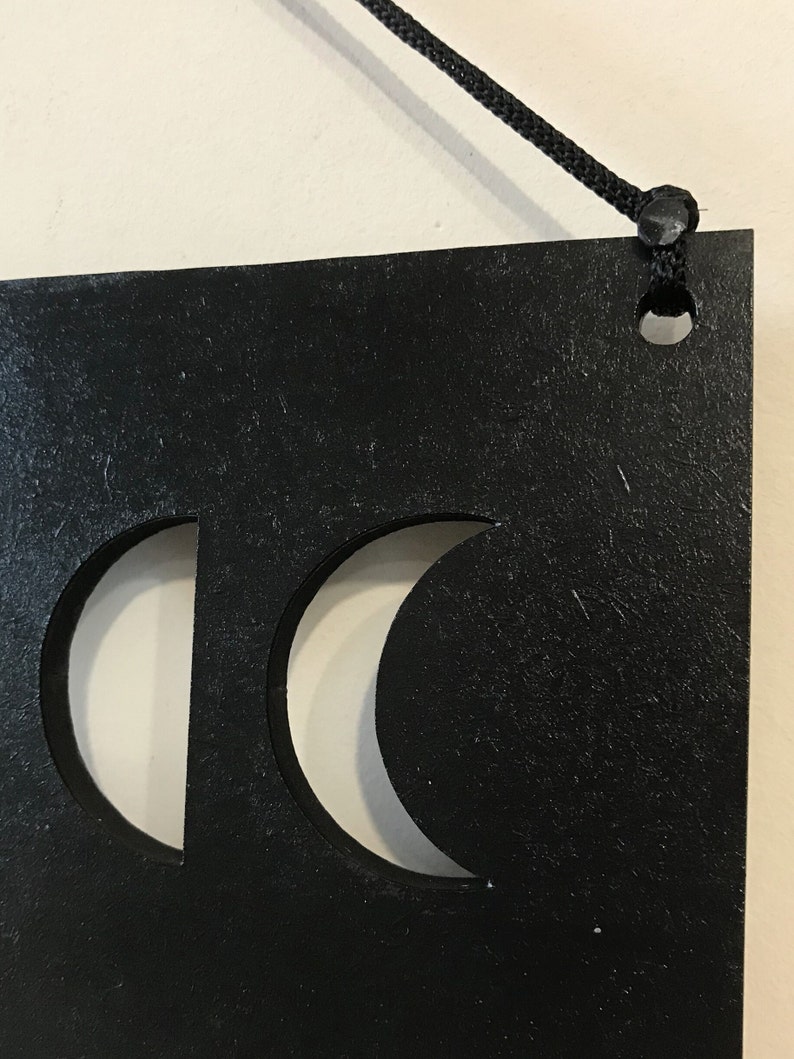 Moon phases wall hanging jewelry organizer / wood jewelry hanger for the wall / goth jewelry organizer / gothic necklace holder / moon phase image 11