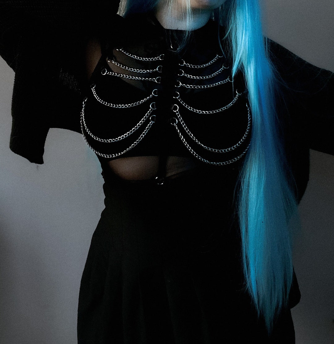 Rib Cage Harness / Chain Chest Harness / Cage Bra / Elastic Bondage