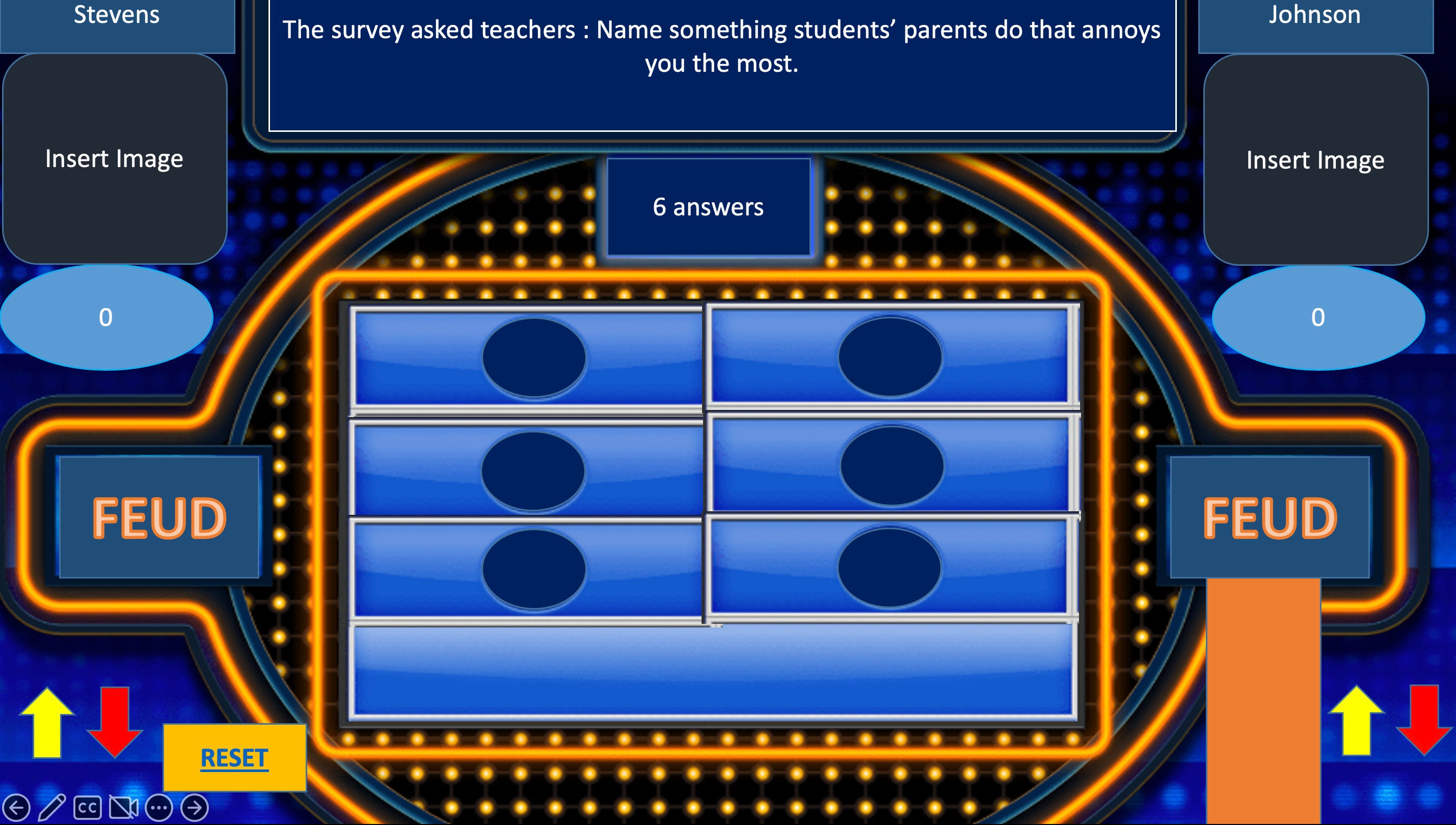 FEUD Quiz Game With Score Counter Across All Slides And Bonus Round 