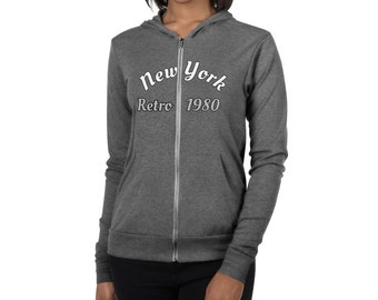 New York Retro 1980 Reißverschluss Kapuzenpullover