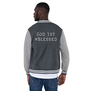 God 1st #Blessed Men&#39;s Letterman Jacket