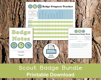 Printable Scout Badge Bundle, Worksheet for Leaders, Journal for Scouts, Tracker, Scouting Patches, Girl Scouts, Boy Scouts, Planning
