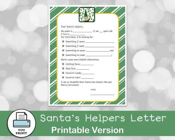 Download Instant Printable Kids Letter Christmas Holiday - Etsy