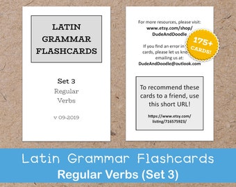 Latin Grammar, Regular Verbs, SET 3 - Flashcards, Study, Teach, Homeschool, Challenge, Classical Conversations, Education