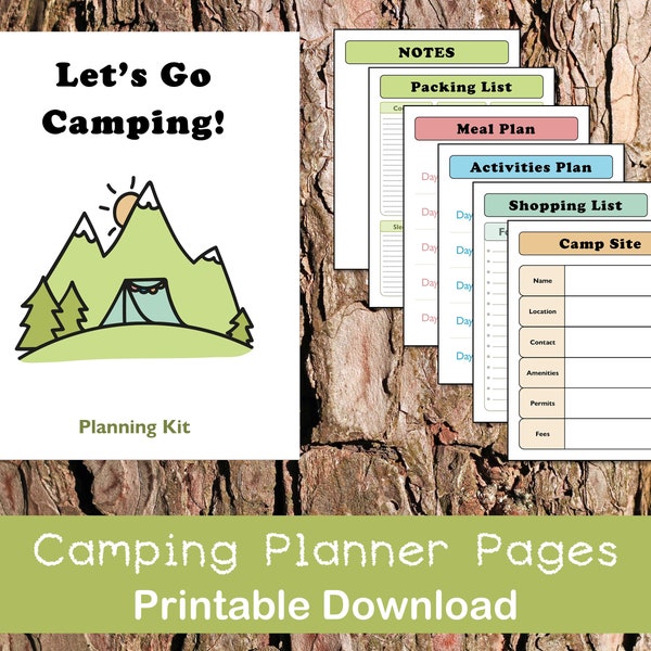 Printable Camping Planner Pages - Checklist - Packing - Meal Planning - Family Camping - Girl Scouts - Boy Scouts - Organization - Travel