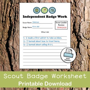 Printable Scout Badge Worksheet for Scout Leaders, Independent Badges, Tracker, Report, Scouting Patches, Girl Scouts, Boy Scouts, Cub Scout