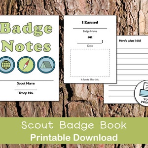 Printable Scout Badge Journal Pages - Planner - Tracker- Log Book - Patches - Girl Scouts - Boy Scouts - Heritage Girls - Organization
