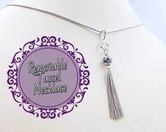 Sterling Silver Tassel Necklace on Long Chain, Bali and