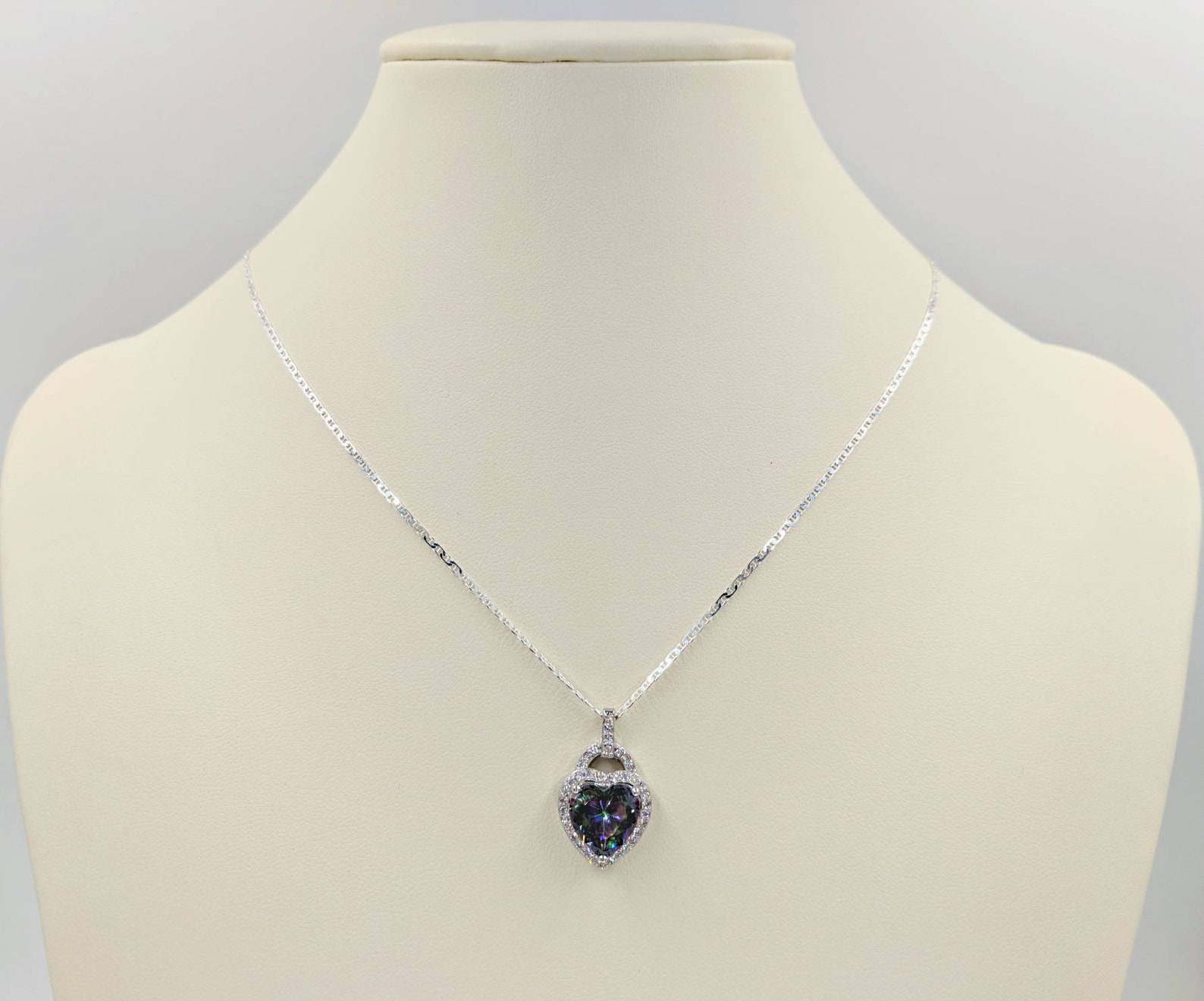 Rainbow Topaz Heart Necklace; 925 Sterling Silver Mystic Topaz Heart ...