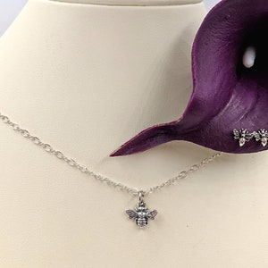 Tiny 925 Sterling Silver Honey Bee Necklace Set; 925 Bee Earrings; 925 Bee Gift Set; Bumble Bee Set, Necklace & Earrings, Infinity Close