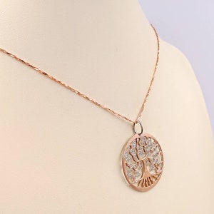 14K Rose Gold Plated Tree of Life Necklace; 925 Sterling and Rose ...