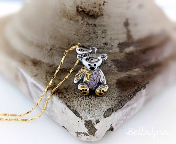 ネックレス・ペンダント Pave Teddy Bear Necklace #5842 Pave Teddy Bear Pendant Necklace – Established Jewelry
