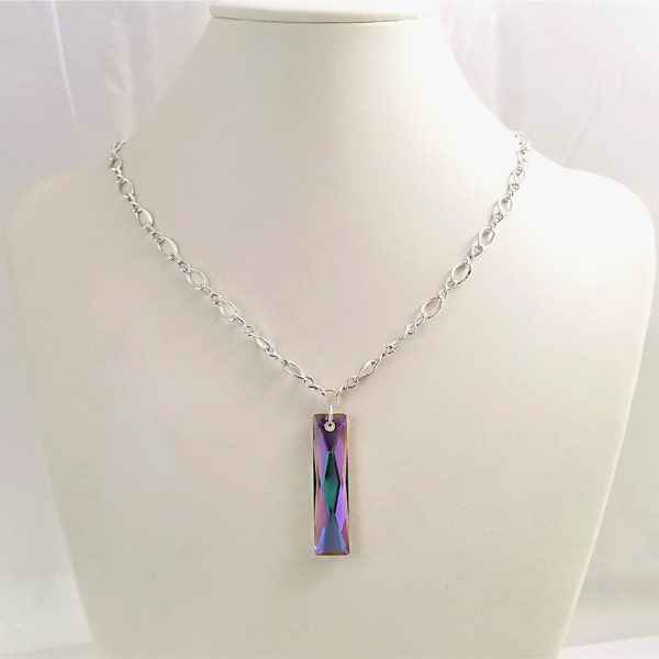 Swarovski Crystal Paradise Shine Queen Pendant Necklace on Sterling Silver Infinity Chain with Sterling Infinity Link & Clasp Closure