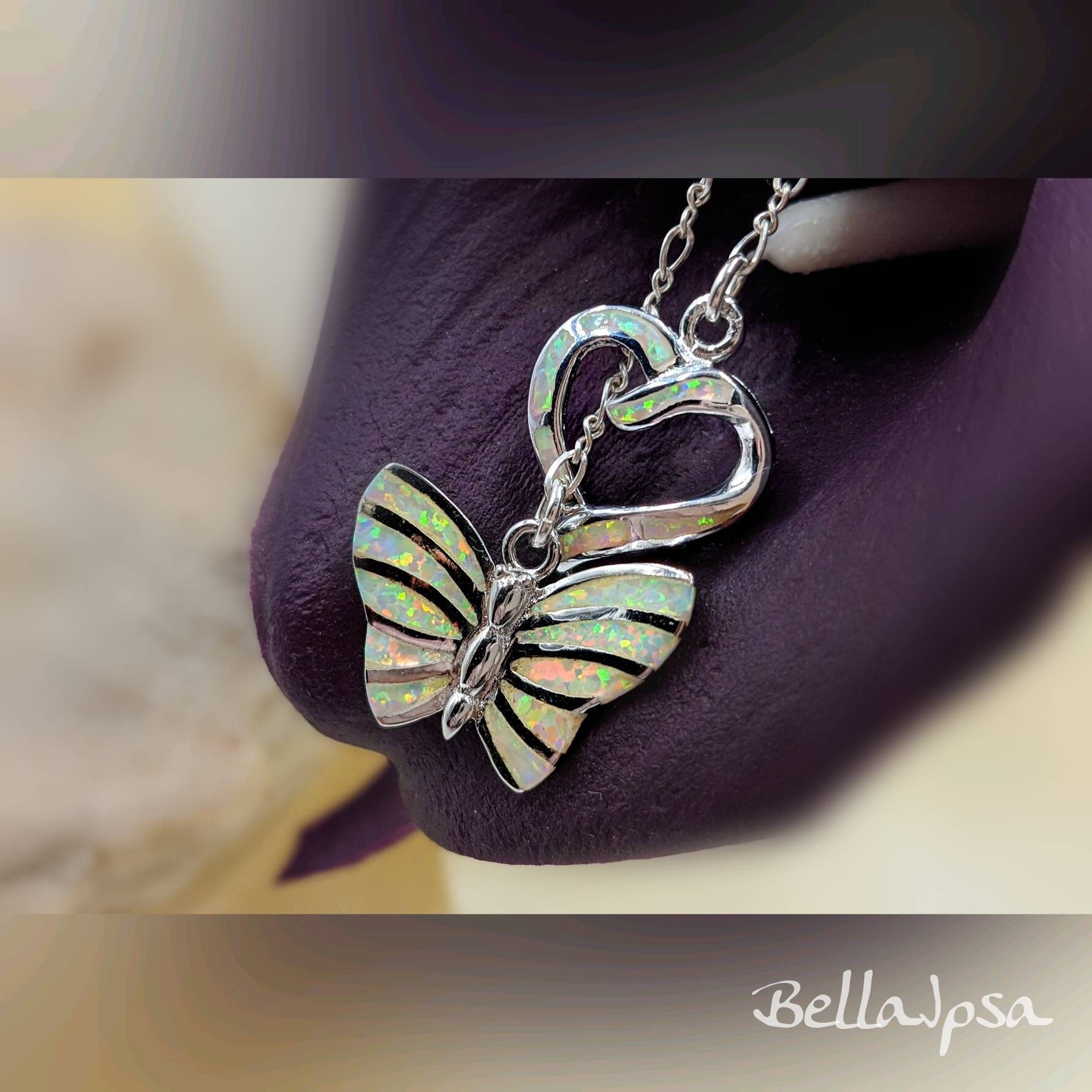Infinity Butterfly Lariat Necklace 925 White Opal Butterfly Etsy.de