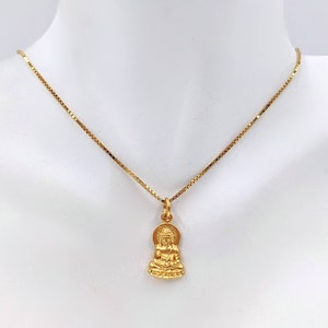 24K Gold Vermeil Buddha; 925 Buddha Necklace; Small Gold Buddha Necklace; Gold Buddha Pendant; Gold Buddha Charm, Infinity Close