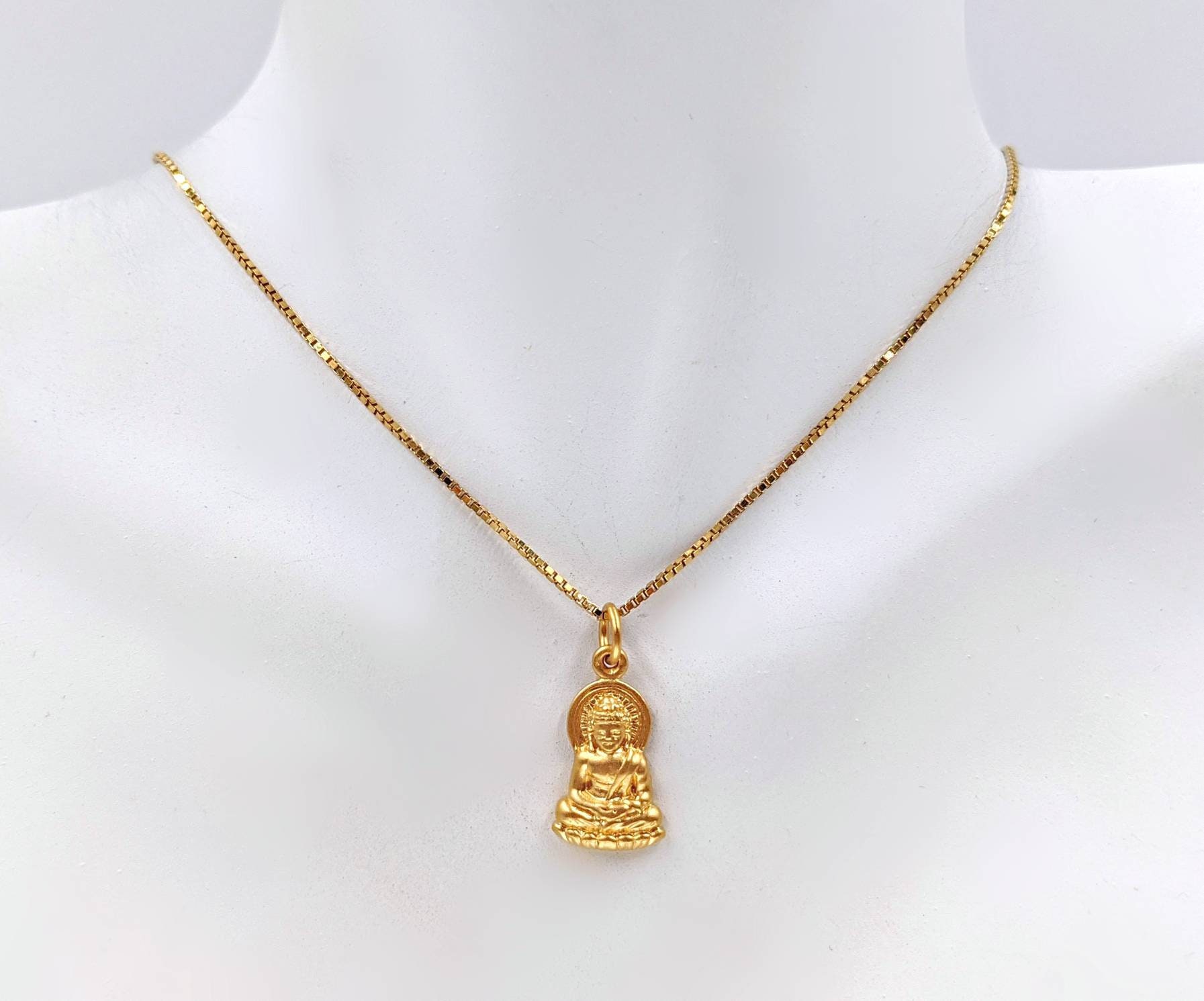 Gold Buddha Necklace Charm 24K Gold Over Bronze Small Gold Buddha Necklace  Yoga Jewelry Optional Custom Length Gold Fill Chain - Etsy