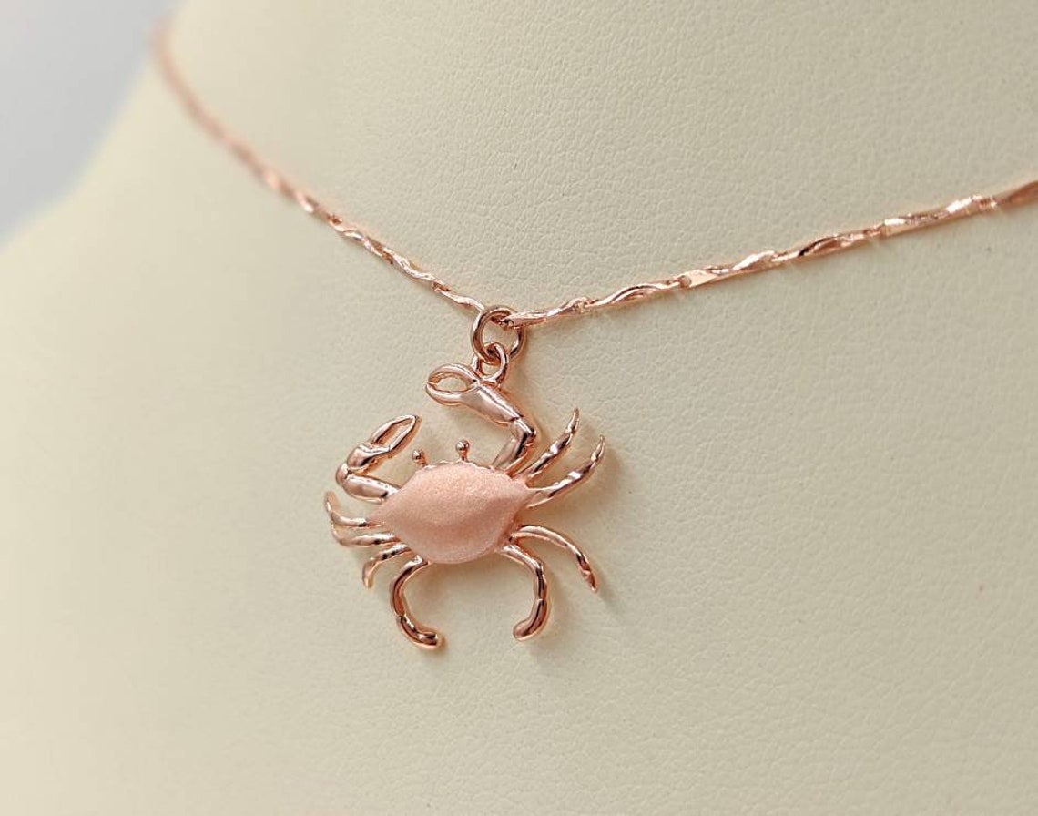 14K Rose Gold Plated 925 Crab Necklace Necklace With Crab Etsy