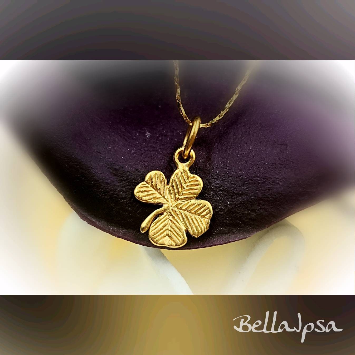Small Clover Necklace; 925 Gold Clover Necklace; Sterling