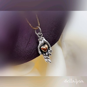 You Hold My Heart in Your Hands Necklace; 925 Sterling Silver I Love You Hand; I Love You Symbol Hand Necklace; Necklace with Heart in Hand